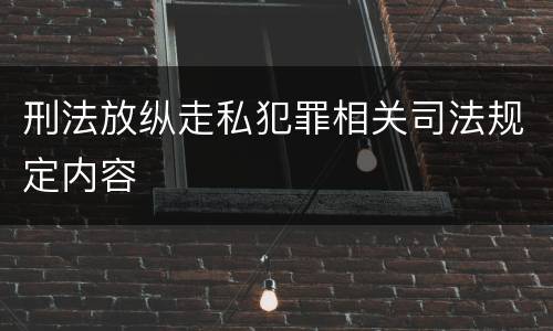 刑法放纵走私犯罪相关司法规定内容