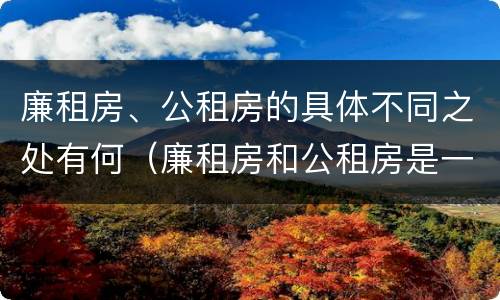 廉租房、公租房的具体不同之处有何(廉租房和公租房是一回事吗)