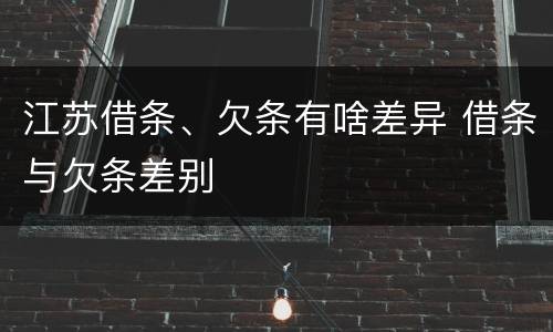 江苏借条、欠条有啥差异 借条与欠条差别