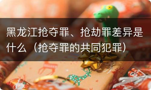 黑龙江抢夺罪、抢劫罪差异是什么（抢夺罪的共同犯罪）