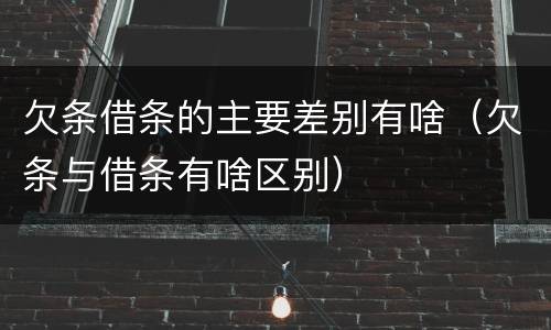 欠条借条的主要差别有啥（欠条与借条有啥区别）