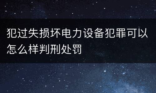 犯过失损坏电力设备犯罪可以怎么样判刑处罚