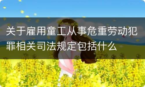 关于雇用童工从事危重劳动犯罪相关司法规定包括什么