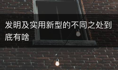 发明及实用新型的不同之处到底有啥
