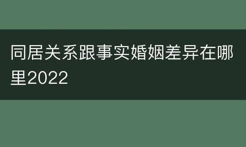 同居关系跟事实婚姻差异在哪里2022