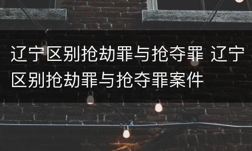 辽宁区别抢劫罪与抢夺罪 辽宁区别抢劫罪与抢夺罪案件