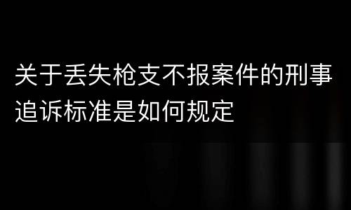 关于丢失枪支不报案件的刑事追诉标准是如何规定