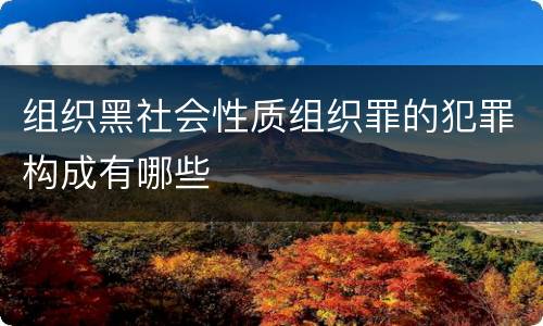 组织黑社会性质组织罪的犯罪构成有哪些