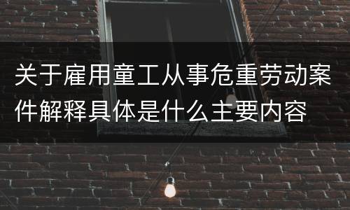 关于雇用童工从事危重劳动案件解释具体是什么主要内容
