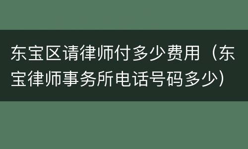东宝区请律师付多少费用（东宝律师事务所电话号码多少）