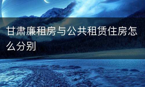 甘肃廉租房与公共租赁住房怎么分别