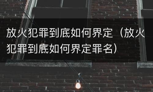 放火犯罪到底如何界定（放火犯罪到底如何界定罪名）