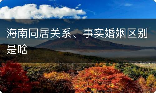 海南同居关系、事实婚姻区别是啥