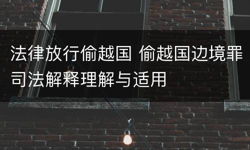 法律放行偷越国 偷越国边境罪司法解释理解与适用