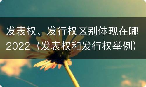 发表权、发行权区别体现在哪2022（发表权和发行权举例）