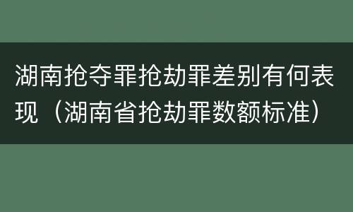 湖南抢夺罪抢劫罪差别有何表现（湖南省抢劫罪数额标准）