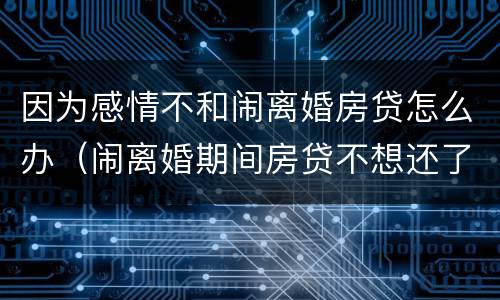 因为感情不和闹离婚房贷怎么办（闹离婚期间房贷不想还了怎么办）