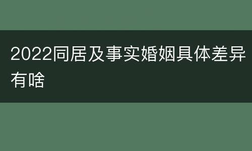 2022同居及事实婚姻具体差异有啥