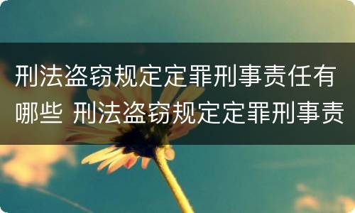 刑法盗窃规定定罪刑事责任有哪些 刑法盗窃规定定罪刑事责任有哪些情形