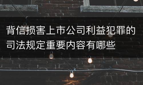 背信损害上市公司利益犯罪的司法规定重要内容有哪些