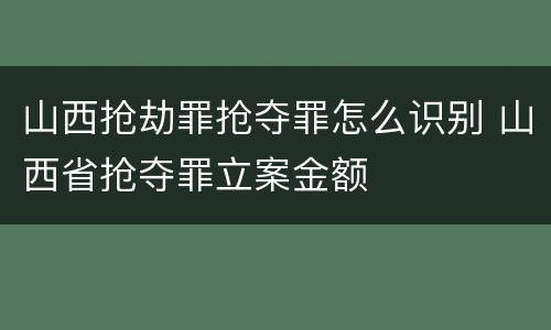 山西抢劫罪抢夺罪怎么识别 山西省抢夺罪立案金额