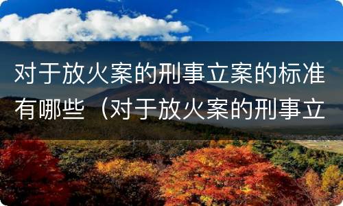 对于放火案的刑事立案的标准有哪些（对于放火案的刑事立案的标准有哪些）