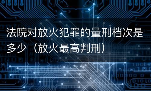 法院对放火犯罪的量刑档次是多少（放火最高判刑）