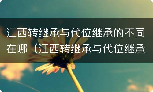 江西转继承与代位继承的不同在哪（江西转继承与代位继承的不同在哪里）