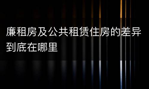 廉租房及公共租赁住房的差异到底在哪里