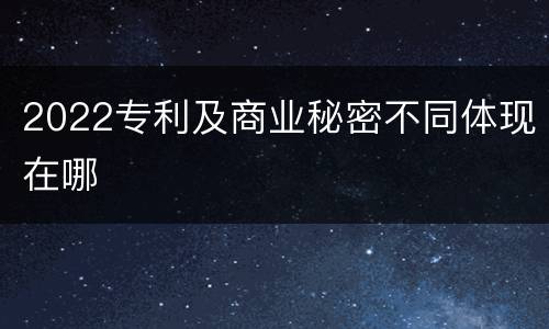 2022专利及商业秘密不同体现在哪