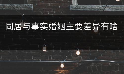 同居与事实婚姻主要差异有啥