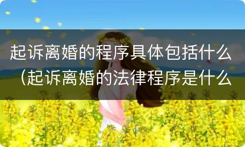 起诉离婚的程序具体包括什么（起诉离婚的法律程序是什么样的）