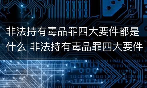 非法持有毒品罪四大要件都是什么 非法持有毒品罪四大要件都是什么意思