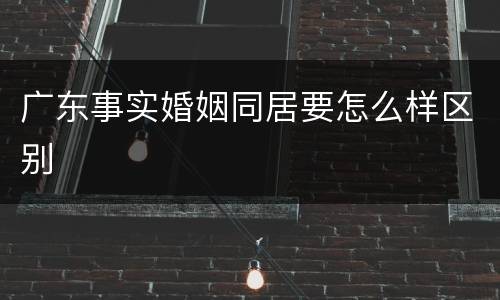 广东事实婚姻同居要怎么样区别