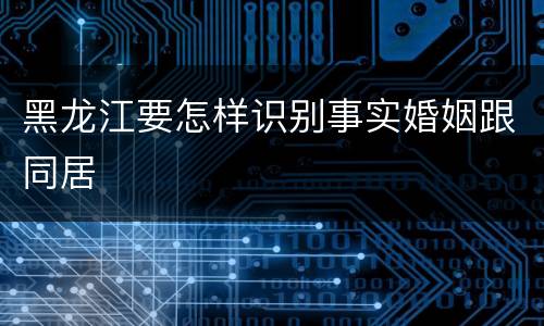 黑龙江要怎样识别事实婚姻跟同居