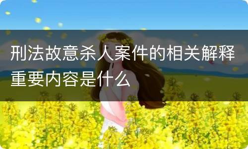 刑法故意杀人案件的相关解释重要内容是什么