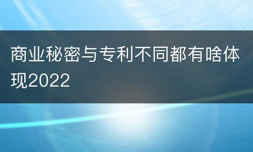 商业秘密与专利不同都有啥体现2022