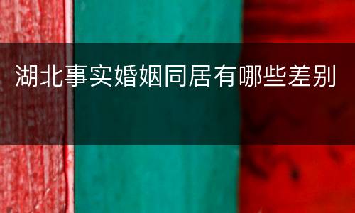 湖北事实婚姻同居有哪些差别