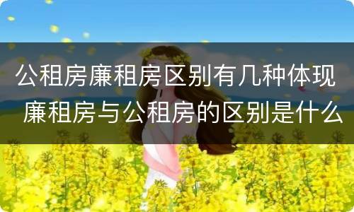 公租房廉租房区别有几种体现 廉租房与公租房的区别是什么