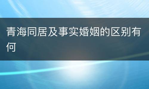 青海同居及事实婚姻的区别有何