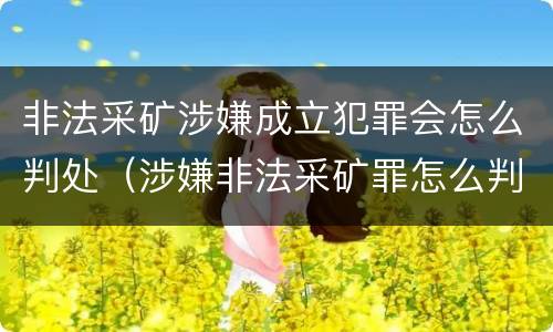 非法采矿涉嫌成立犯罪会怎么判处（涉嫌非法采矿罪怎么判刑）