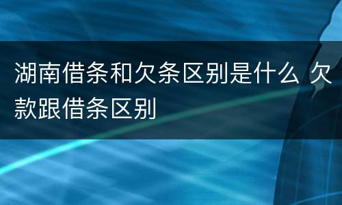 湖南借条和欠条区别是什么 欠款跟借条区别