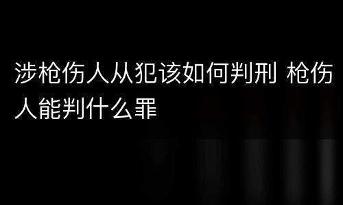 涉枪伤人从犯该如何判刑 枪伤人能判什么罪