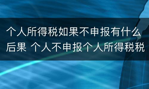 个人所得税如果不申报有什么后果 个人不申报个人所得税税的后果