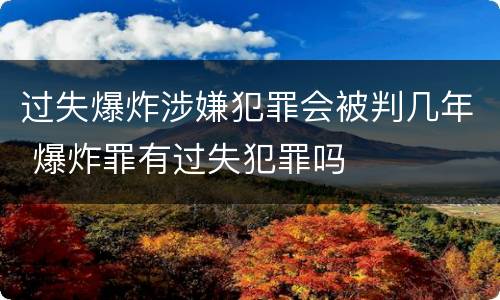 过失爆炸涉嫌犯罪会被判几年 爆炸罪有过失犯罪吗
