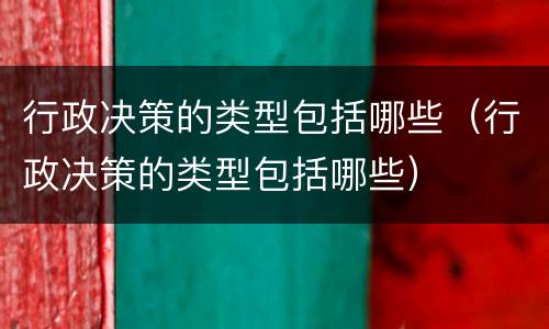 行政决策的类型包括哪些（行政决策的类型包括哪些）