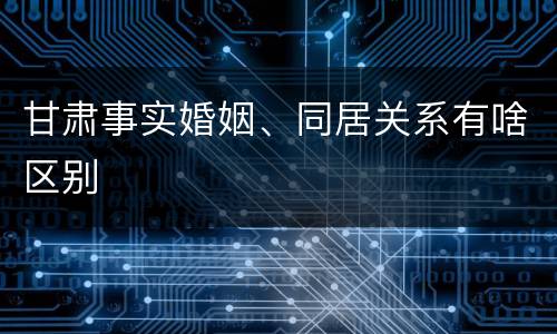 甘肃事实婚姻、同居关系有啥区别