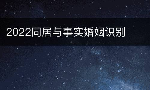 2022同居与事实婚姻识别