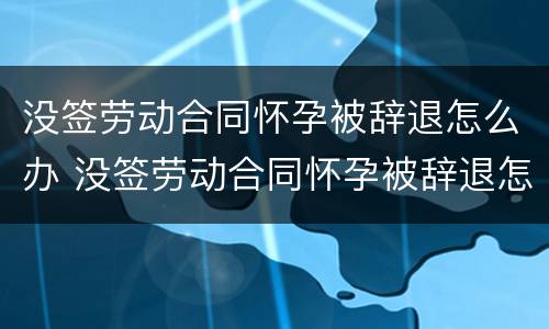 没签劳动合同怀孕被辞退怎么办 没签劳动合同怀孕被辞退怎么办呢