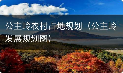 公主岭农村占地规划（公主岭发展规划图）